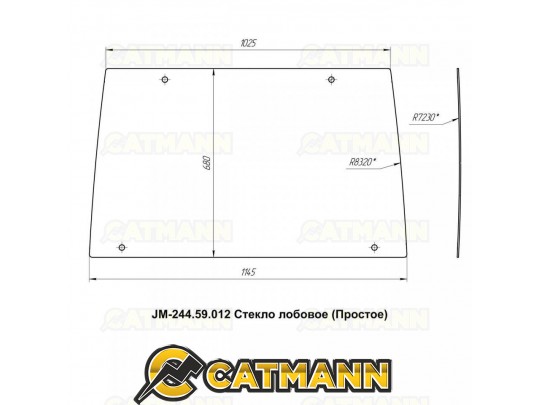 Стекло лобовое кабинное JM-244 Kmg (Простое)